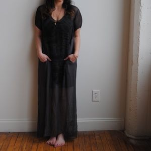 NWT! Raquel Allegra Short Sleeve Silk Maxi Dress